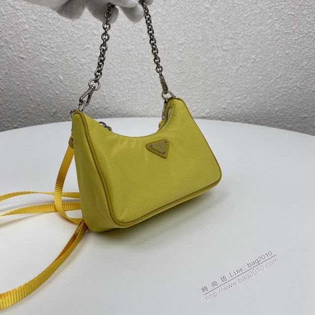 prada女包 普拉達新款mini Hobo小雞黃手拎包 1TT122 Prada單肩斜挎包 Prada三合一腋下包  pyd2353